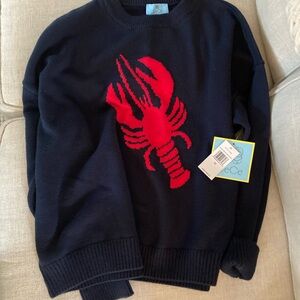CeCe Navy Sweater with Red Lobster Design
